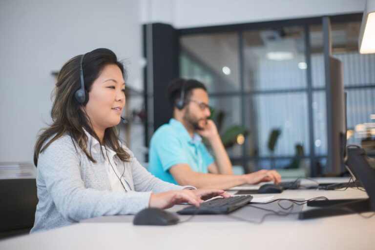 IT support team working at computers
