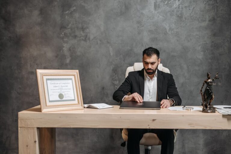 Attorney at a desk in a law office